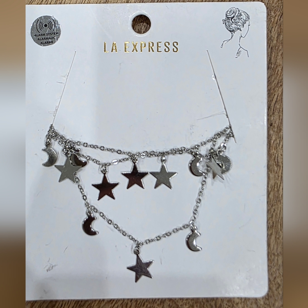 New LA Express Silver Star and Moon Chain Hair Accessorise Festival